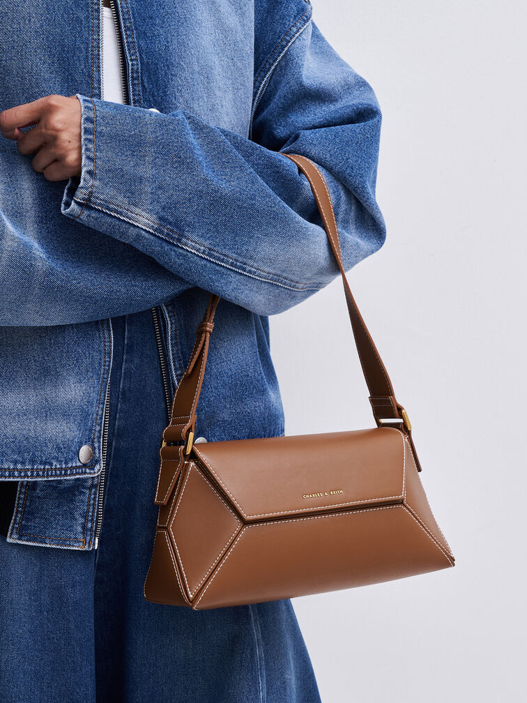 Tas Bahu Geometric Nasrin, Chocolate, hi-res