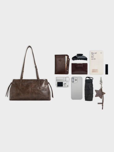 Tas Bahu Elongated-Handle Noane, Distressed Coffee, hi-res