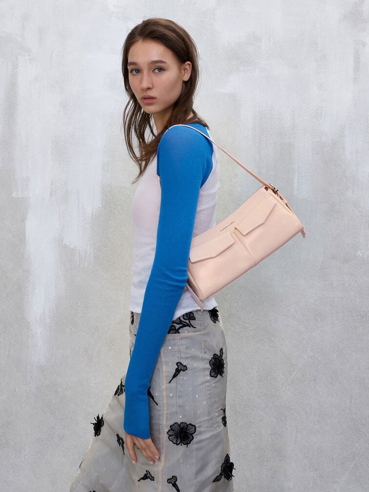 Tas Bahu Chain Front-Pocket Rachel, Soft Pink, hi-res