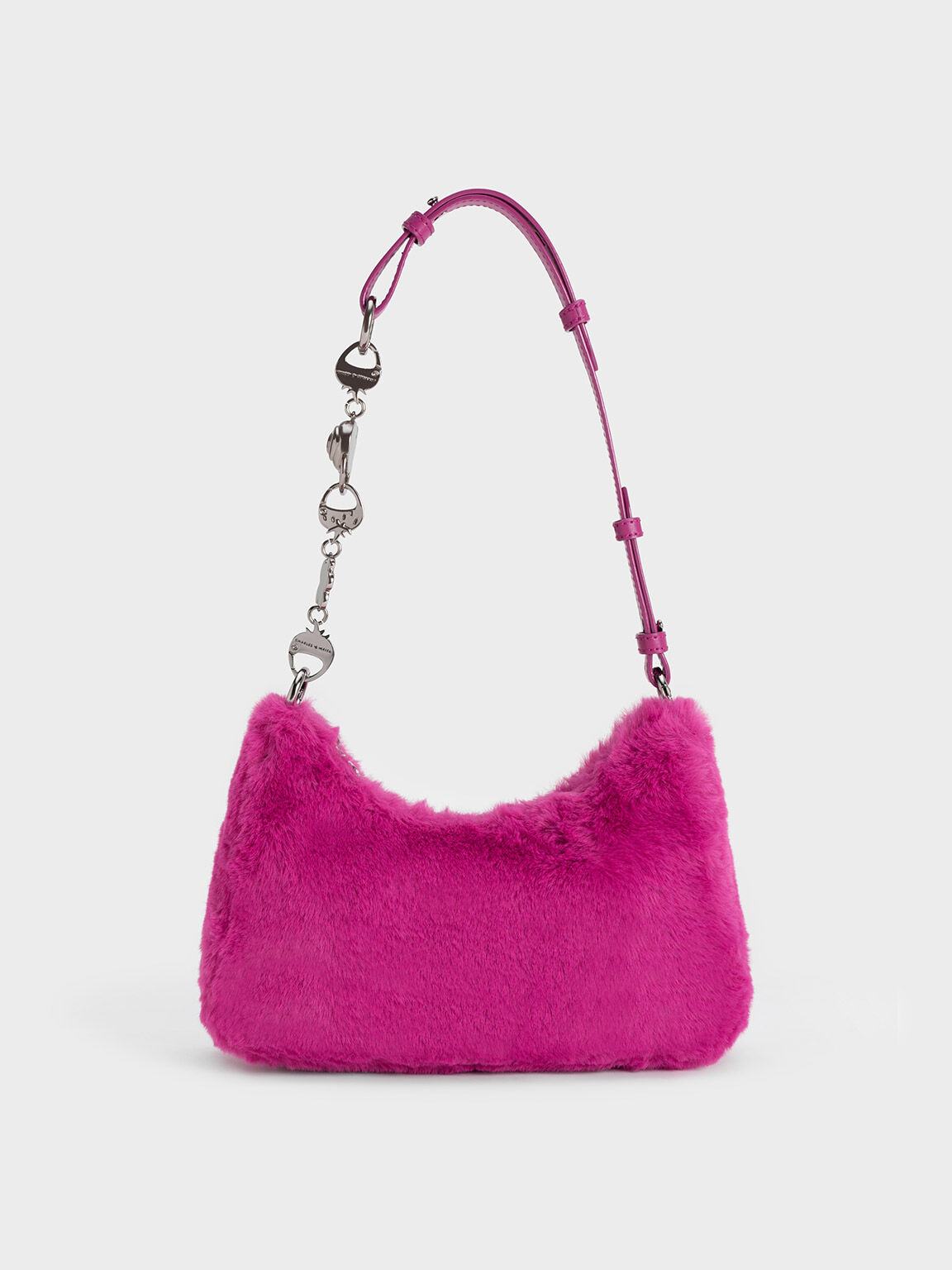Lotso Furry Shoulder Bag, Fuchsia, hi-res