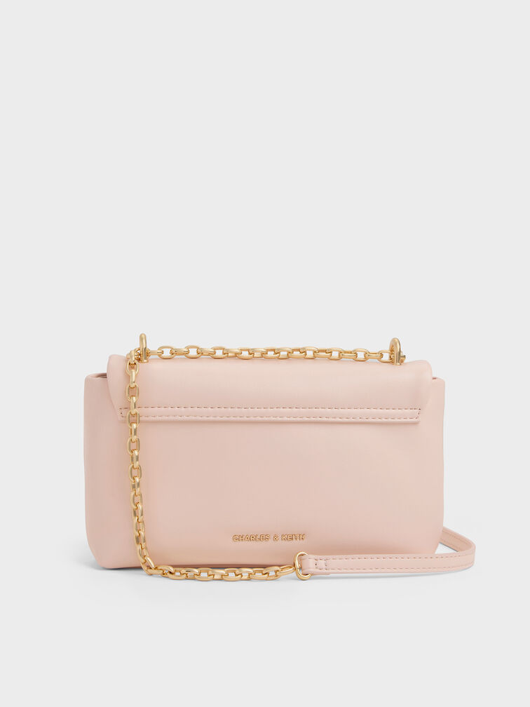 Tas Bahu Halsey Chain Ruched, Soft Pink, hi-res