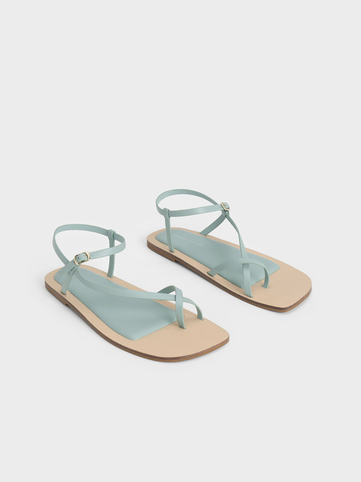Asymmetric Toe Ring Sandals, Blue, hi-res