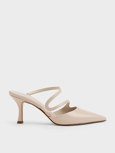 Sepatu Mules Pointed Wavy Arden, Light Pink, hi-res