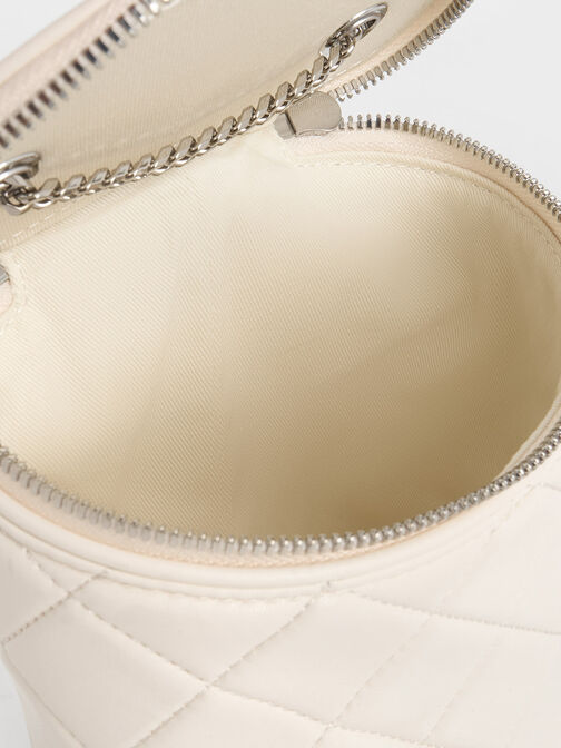 Tas Cylindrical Quilted Philomena Heart, Cream, hi-res
