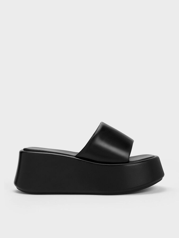Constance Flatform Sandals, Black, hi-res