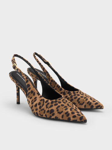 Sepatu Pumps Slingback Leopard-Print Emelia, Animal Print Natural, hi-res