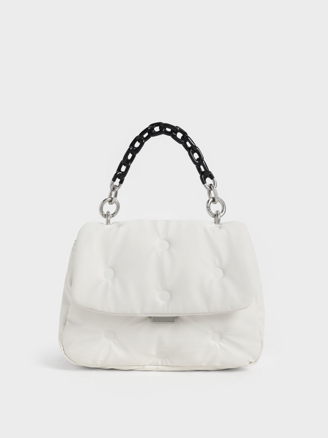 Koi Padded Chain Handle Bag, White, hi-res