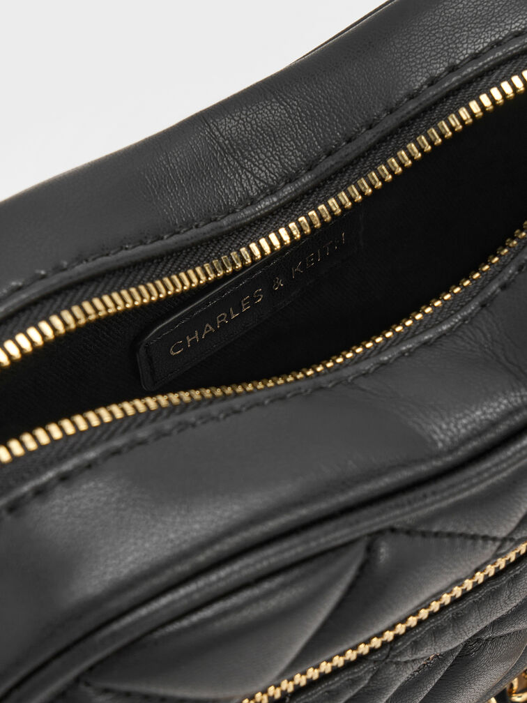 Paffuto Quilted Heart Crossbody Bag, Black, hi-res