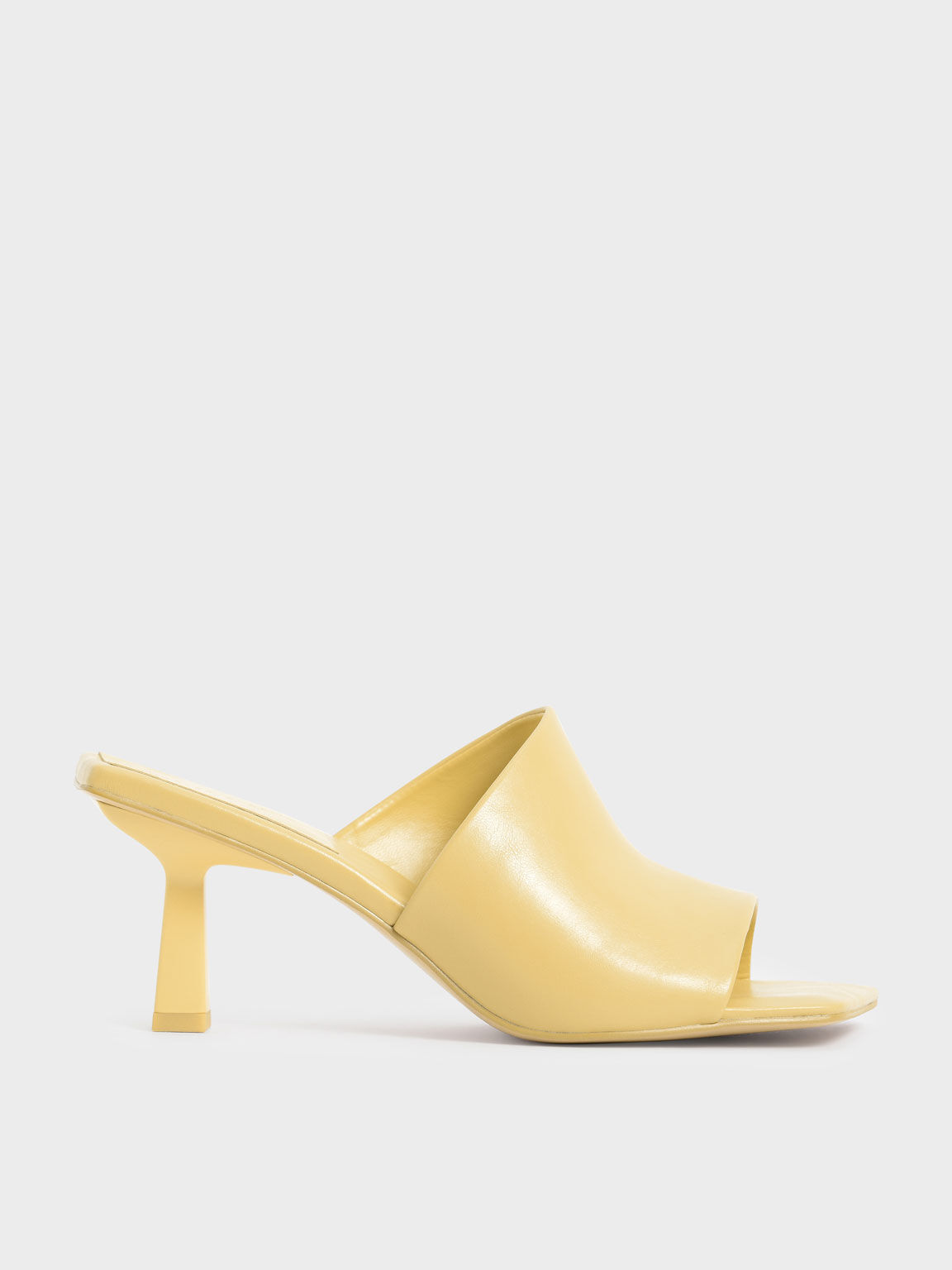Asymmetric Square Toe Mules, Yellow, hi-res