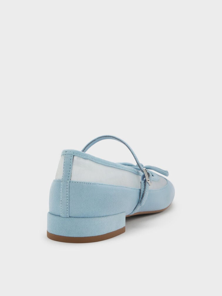 Sepatu Mary Janes Muligan Mesh & Faux Suede, Light Blue, hi-res