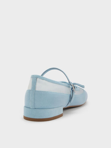 Sepatu Mary Janes Muligan Mesh & Faux Suede, Light Blue, hi-res