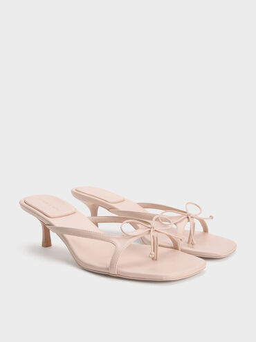 Bow Thong Kitten Heels, Nude, hi-res