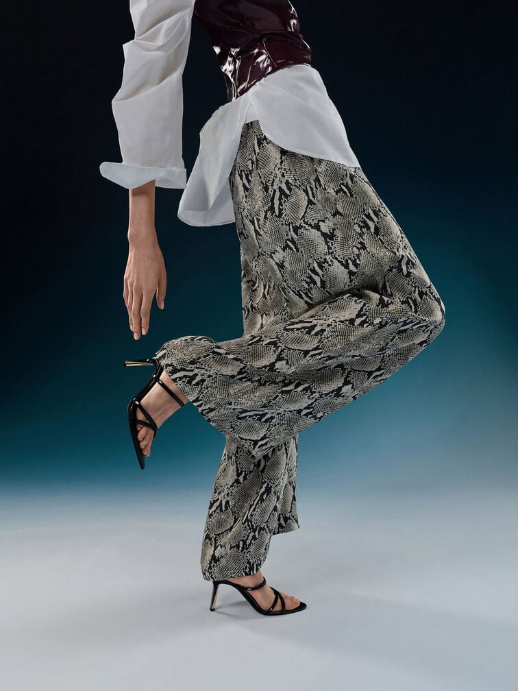 Taylen Strappy Heeled Mules, Black Box, hi-res