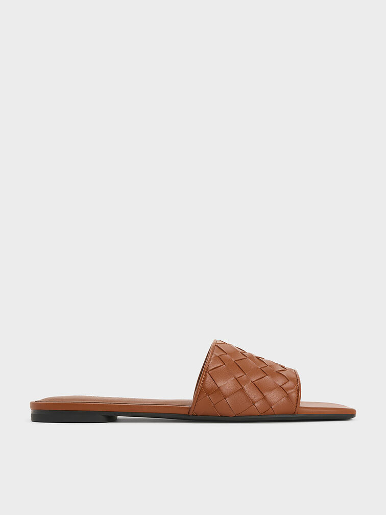 Sandal Slide Woven, Brown, hi-res