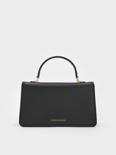 Tas Top Handle Belted Arlet, Black, hi-res