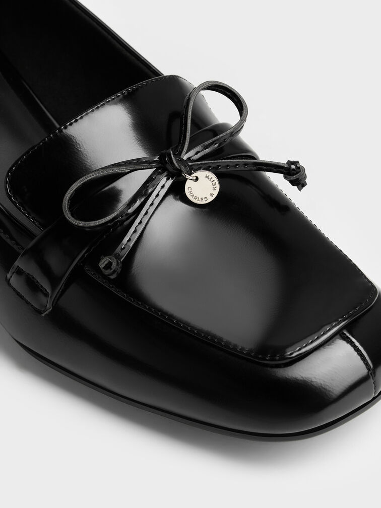 Sepatu Pumps Loafer Bow Circle-Charm, Black Box, hi-res