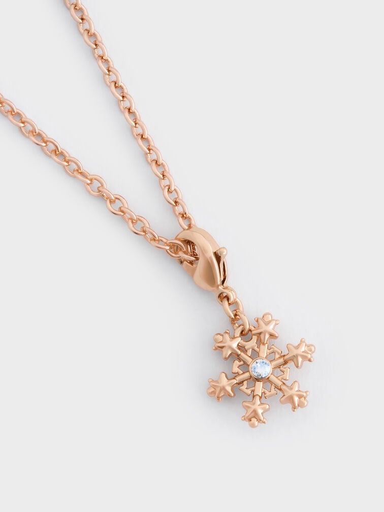 Gantungan Snowflake Crystal Embellished Athalia, Rose Gold, hi-res