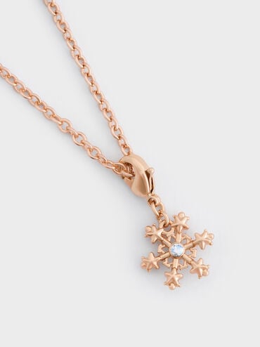 Gantungan Snowflake Crystal Embellished Athalia, Rose Gold, hi-res