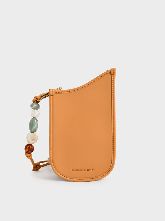 Pouch Telepon Aviary Bead-Embellished Strap, Pumpkin, hi-res