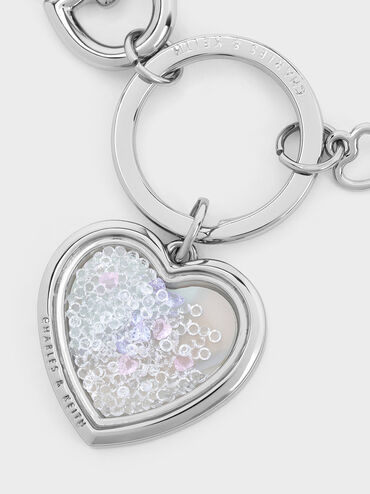 Keychain Heart Lock Crystal, Silver, hi-res