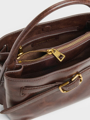 Tas Top Handle Victoria Belted, Distressed Coffee, hi-res
