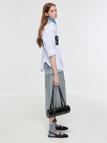 Tas Bahu Elongated Rey, Black, hi-res