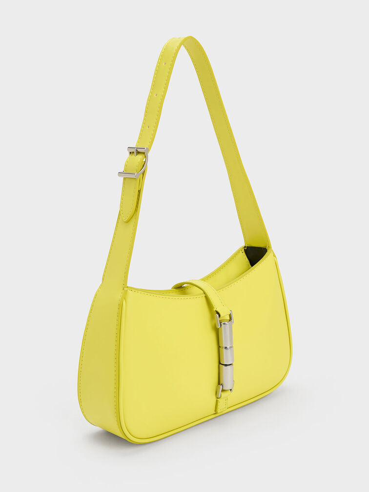 Cesia Metallic Accent Shoulder Bag, Yellow, hi-res