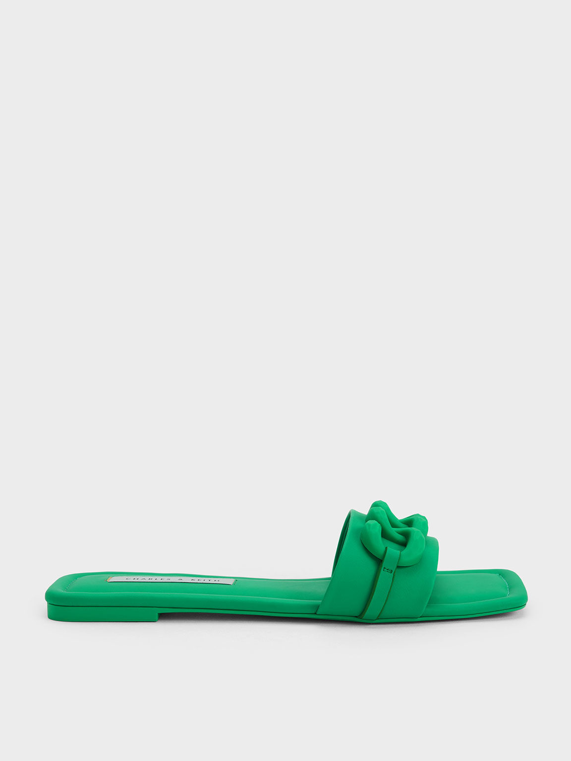 Green Sandal Slide Chunky Chain-Link, Green, hi-res