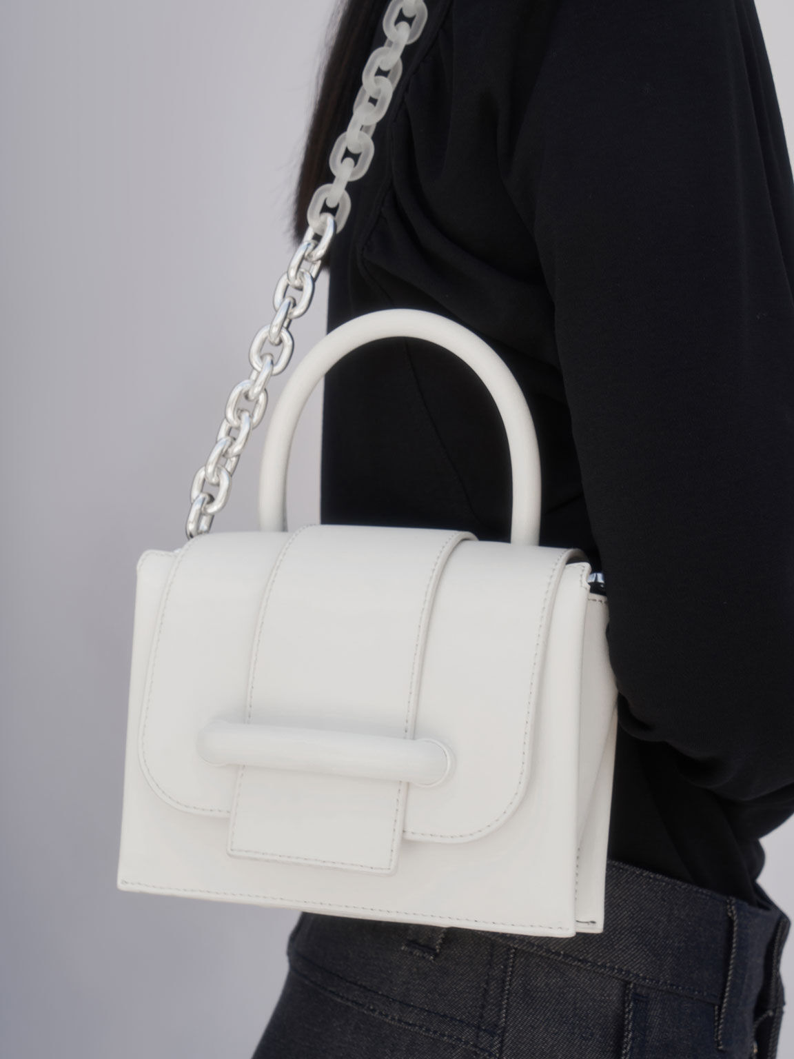 Chain Strap Mini Bag, White, hi-res
