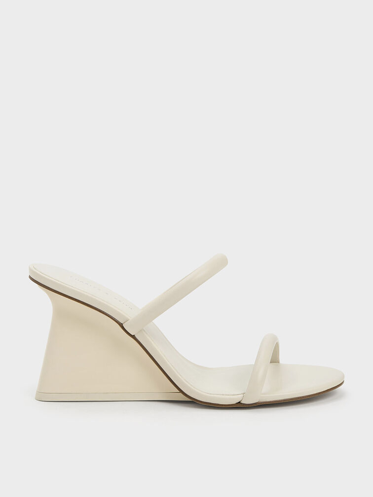 Double Strap Wedge Mules, Chalk, hi-res