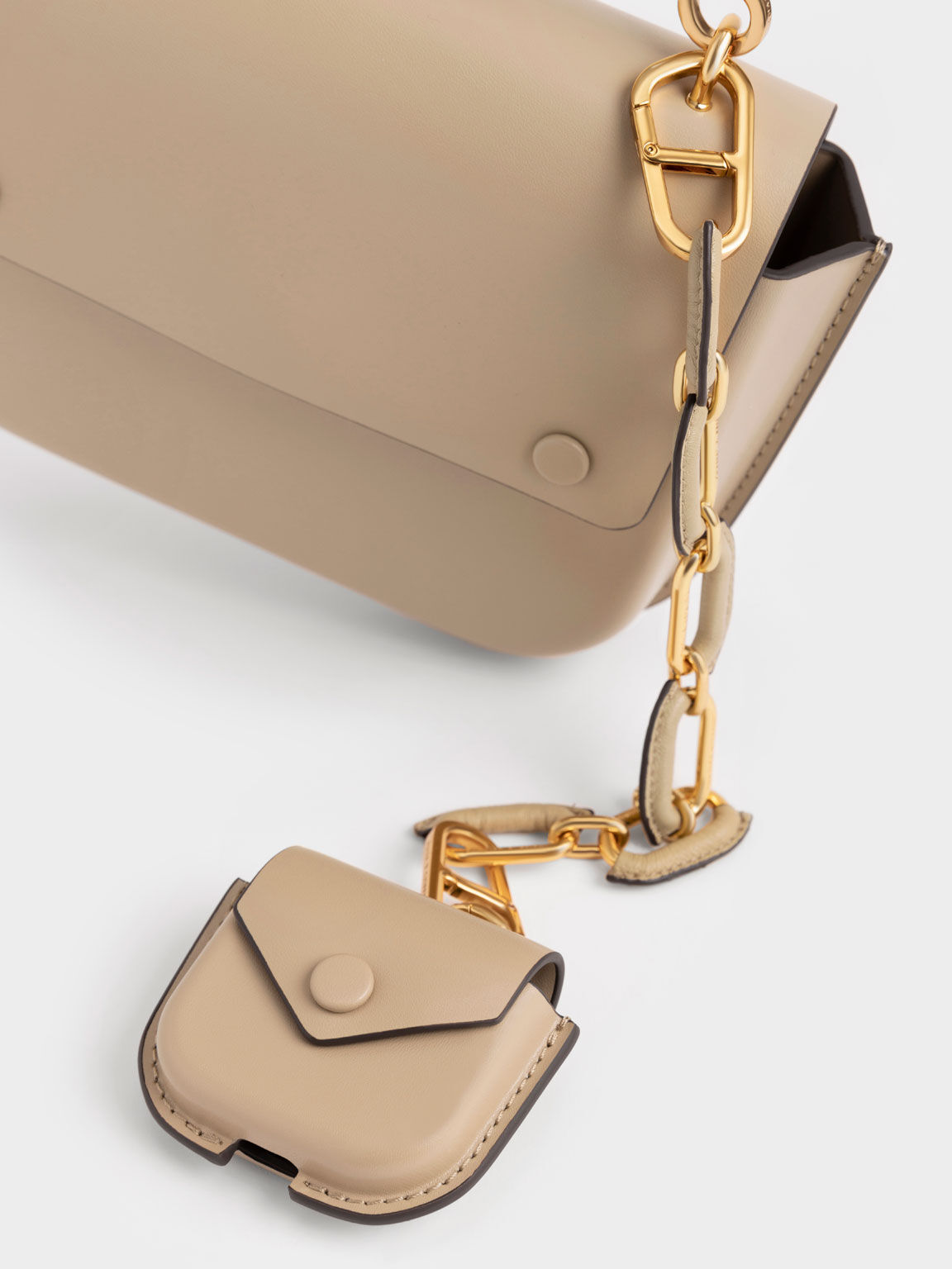 Tas Handbag Amber Chain Handle Push-Lock, Sand, hi-res