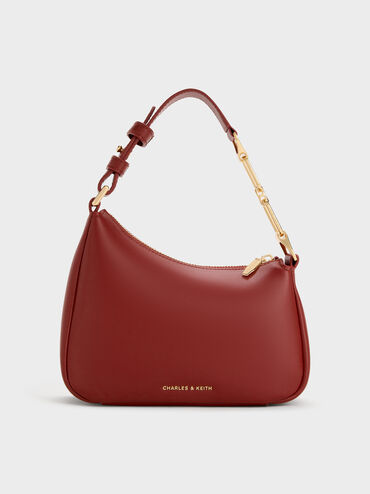 Tas Bahu Chain-Accent Agatha Mini, Burgundy, hi-res