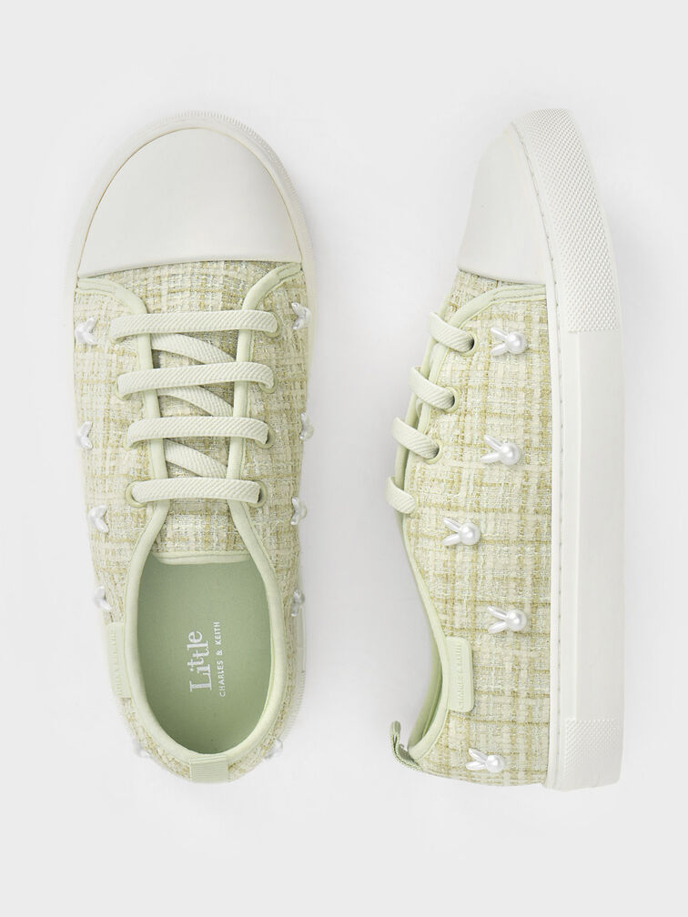 Sepatu Sneakers Girls' Bunny Tweed, Green, hi-res