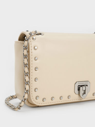 Tas Bahu Studded Arwen, Beige, hi-res