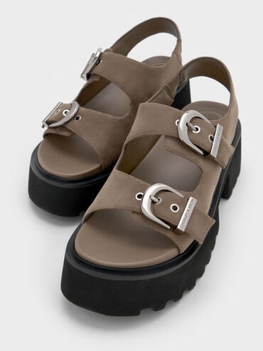 Nadine Faux Suede Slingback Platform Sandals, Taupe, hi-res