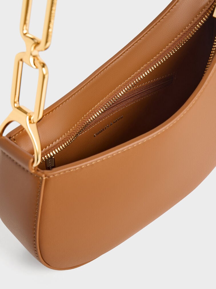 Tas Bahu Chain-Accent Agatha, Brown, hi-res