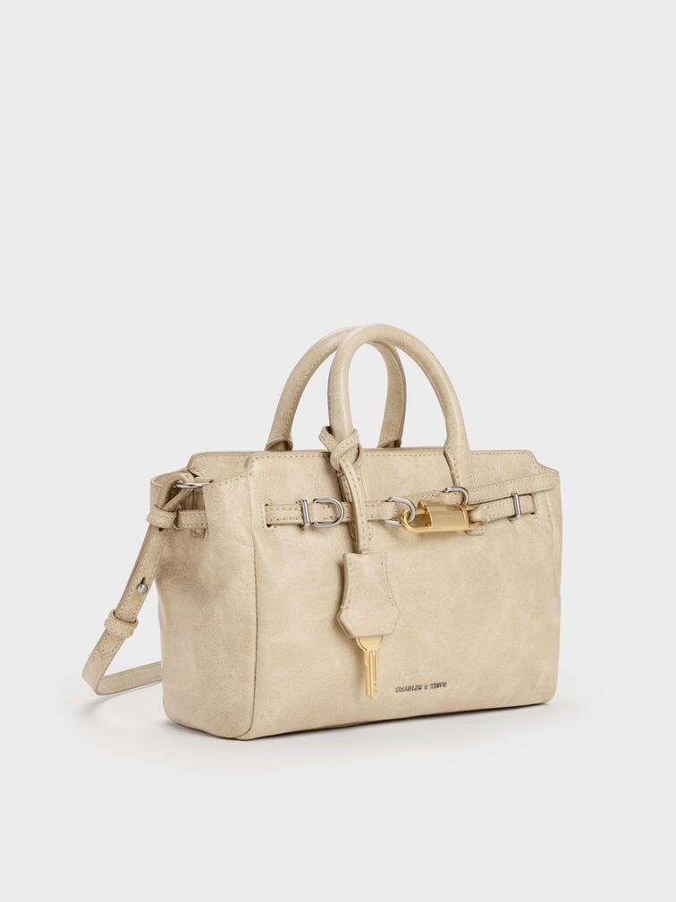 Tas Tote Belted Delfina Mini, Sand, hi-res