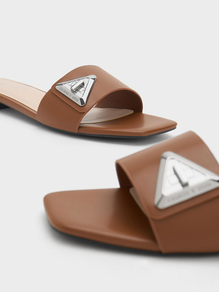 Trice Metallic Accent Slide Sandals, Cognac, hi-res