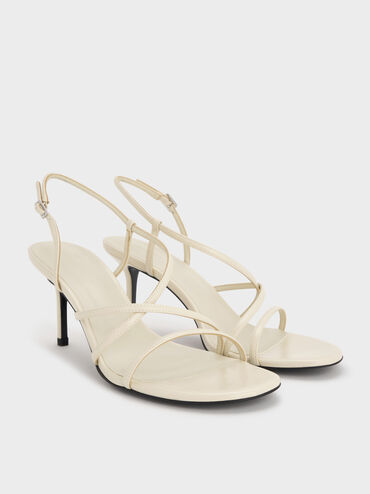 Strappy Stiletto-Heel Slingback Sandals, Chalk, hi-res