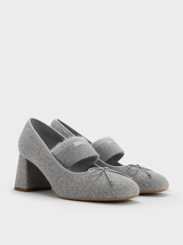 Winona Felt Mary Jane Pumps, Light Grey, hi-res