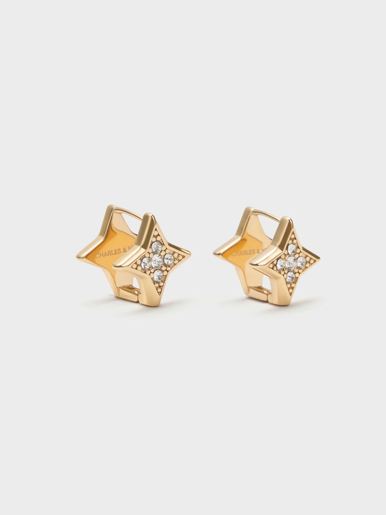 Anting Crystal Star Everest, Gold, hi-res