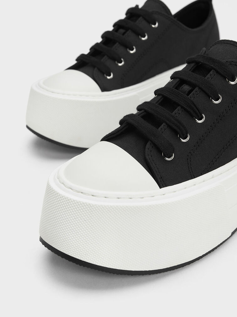 Sepatu Sneakers Chunky Platform Low-Top, Black, hi-res