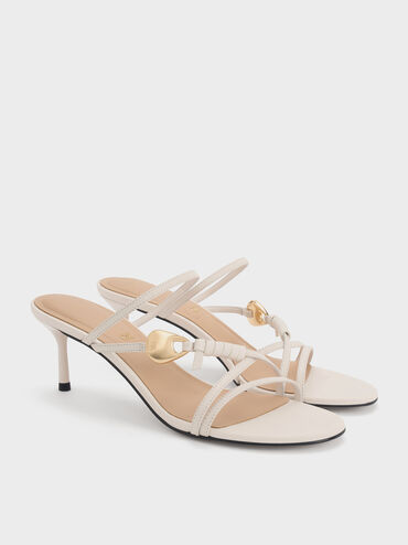 Adema Leather Strappy Heeled Mules, Chalk, hi-res