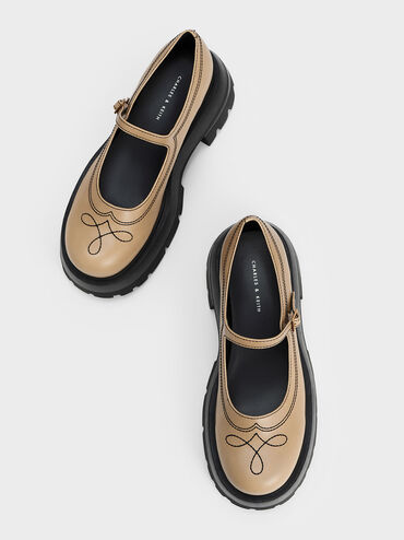 Lenox Stitch-Trim Mary Janes, Sand, hi-res