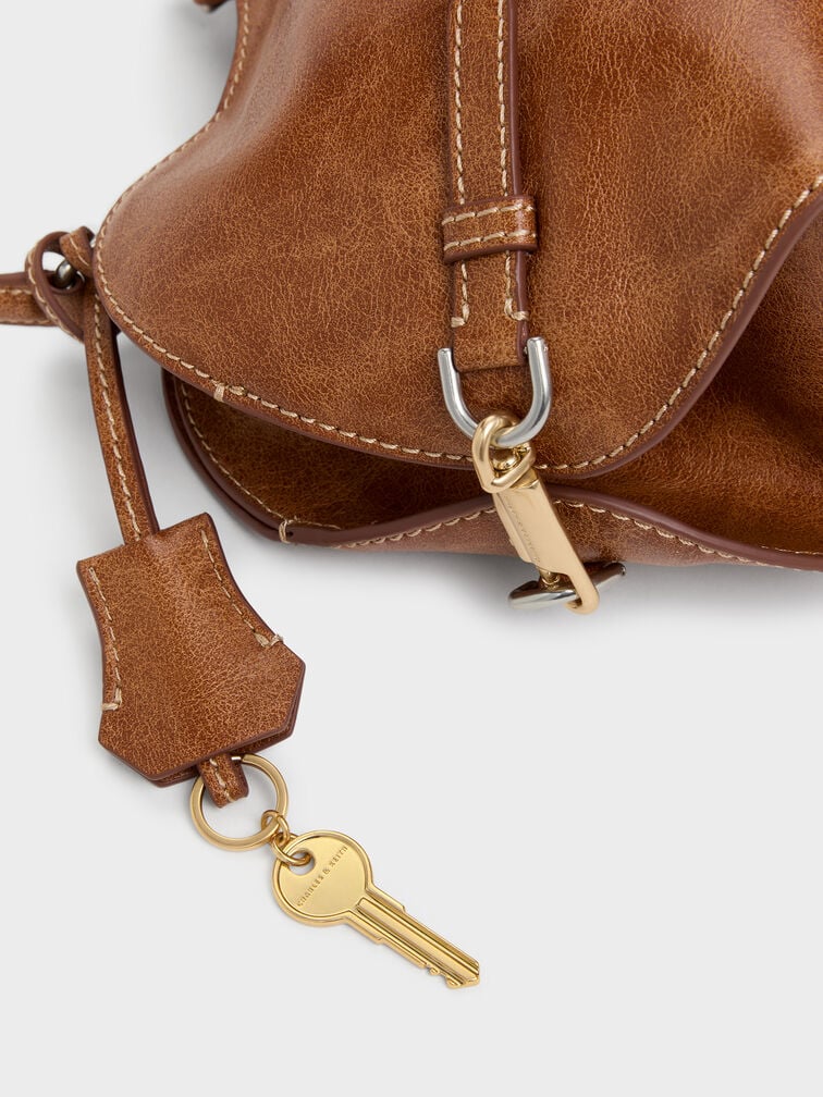 Tas Tote Side-Belt Chain Delfina, Distressed Tan, hi-res