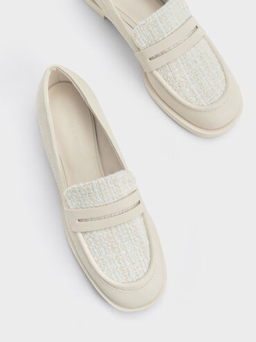 Sepatu Penny Loafers Tweed, Chalk, hi-res