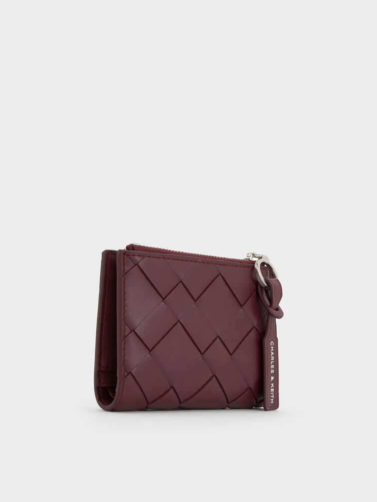 Ivette Woven Top-Zip Small Wallet, Wineberry Red, hi-res