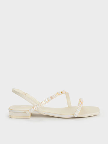 Briella Sequinned Strappy Sandals, Cream, hi-res
