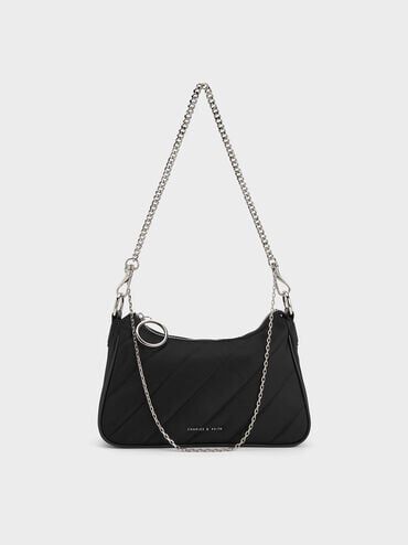 Noir Philomena Nylon Puffy Chain Strap Crossbody Bag CHARLES KEITH ID