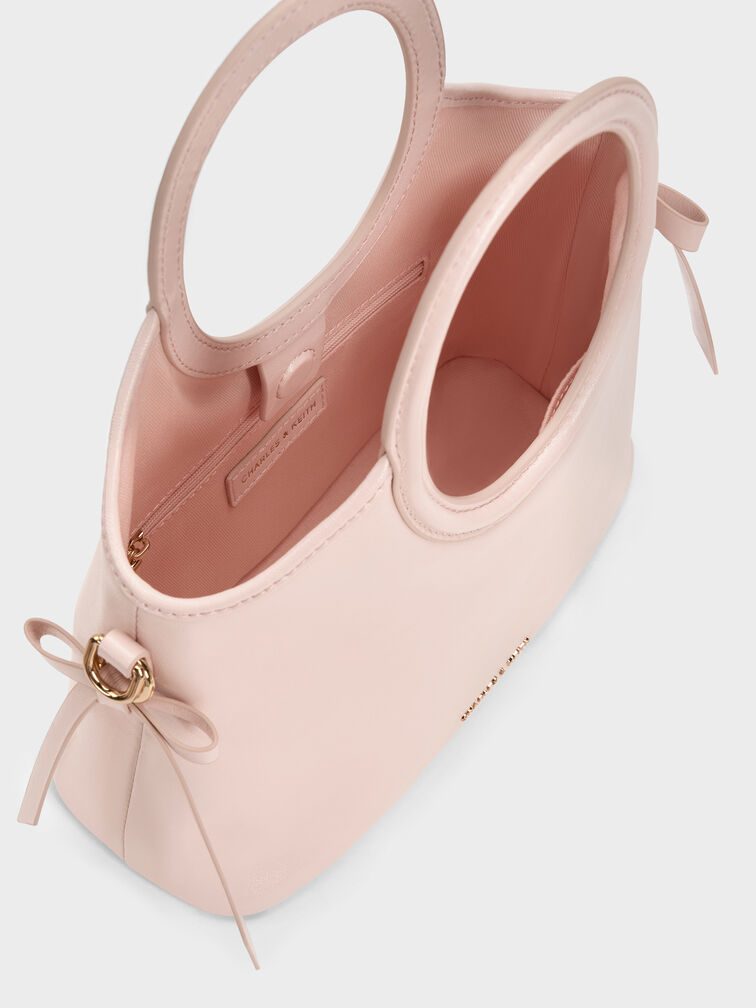Mini Dalia Bow Oval-Handle Tote Bag, Soft Pink, hi-res